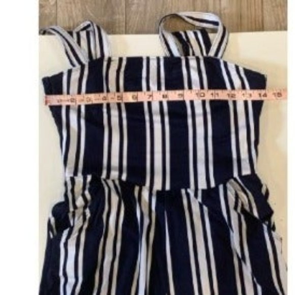 Tucker Tate Striped Jumpsuit Blue White Romper Capri Women’s XL 14/16 - Picture 4 of 11